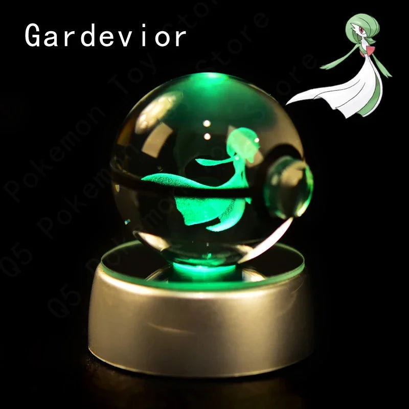 3D Crystal Glass Pokemon Ball 5CM or 7CM Figure Night Light LED Lamp Base Gift