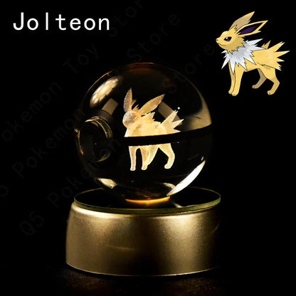 3D Crystal Glass Pokemon Ball 5CM or 7CM Figure Night Light LED Lamp Base Gift