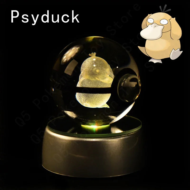 3D Crystal Glass Pokemon Ball 5CM or 7CM Figure Night Light LED Lamp Base Gift