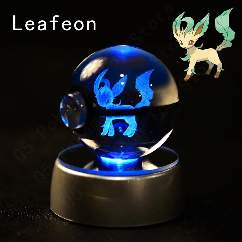 3D Crystal Glass Pokemon Ball 5CM or 7CM Figure Night Light LED Lamp Base Gift