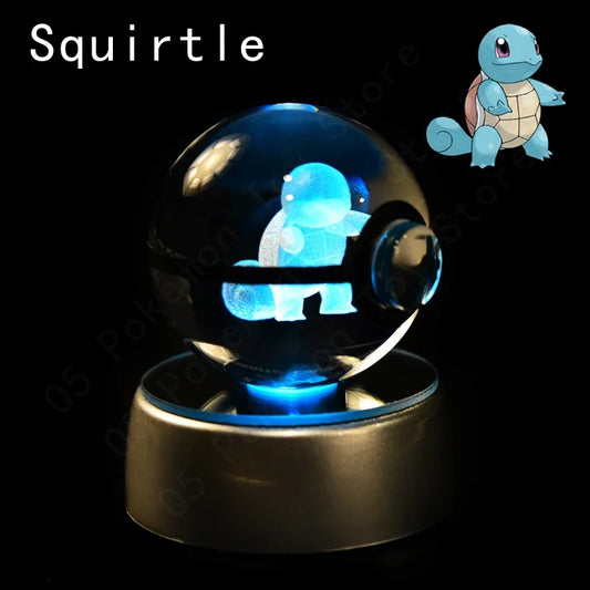 3D Crystal Glass Pokemon Ball 5CM or 7CM Figure Night Light LED Lamp Base Gift