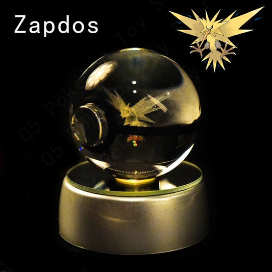 3D Crystal Glass Pokemon Ball 5CM or 7CM Figure Night Light LED Lamp Base Gift